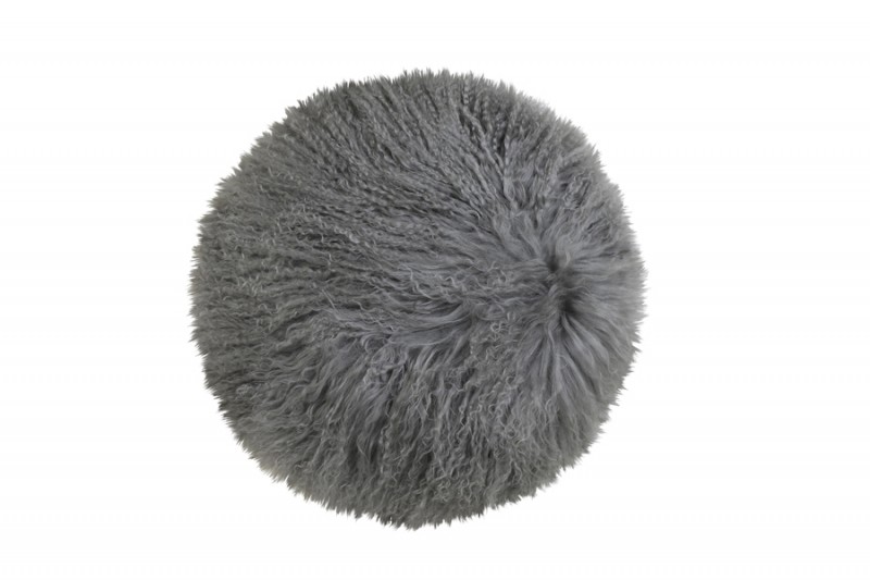 PILLOW LAMB FUR CIRCLE GREY     - CUSHIONS